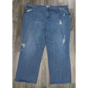 Fashion Bug Womens Plus Size 26W Pockets Distressed Whiskered Straight Leg Jeans